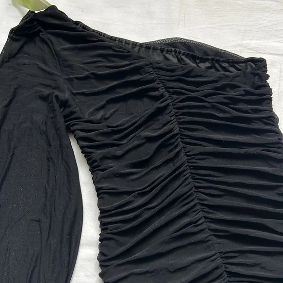 NWT LOGENE One Shoulder Puff Long Sleeve Ruched Bodycon Mini Dress - Picture 9 of 9